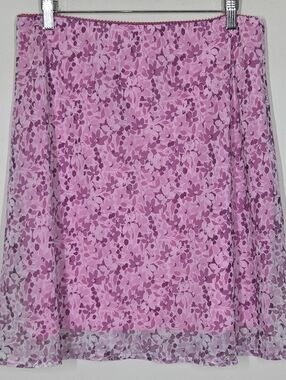 Vtg Y2K Connected Pink Floral Pull On Skirt Fairy Feminine Cottagecore Dainty PL
